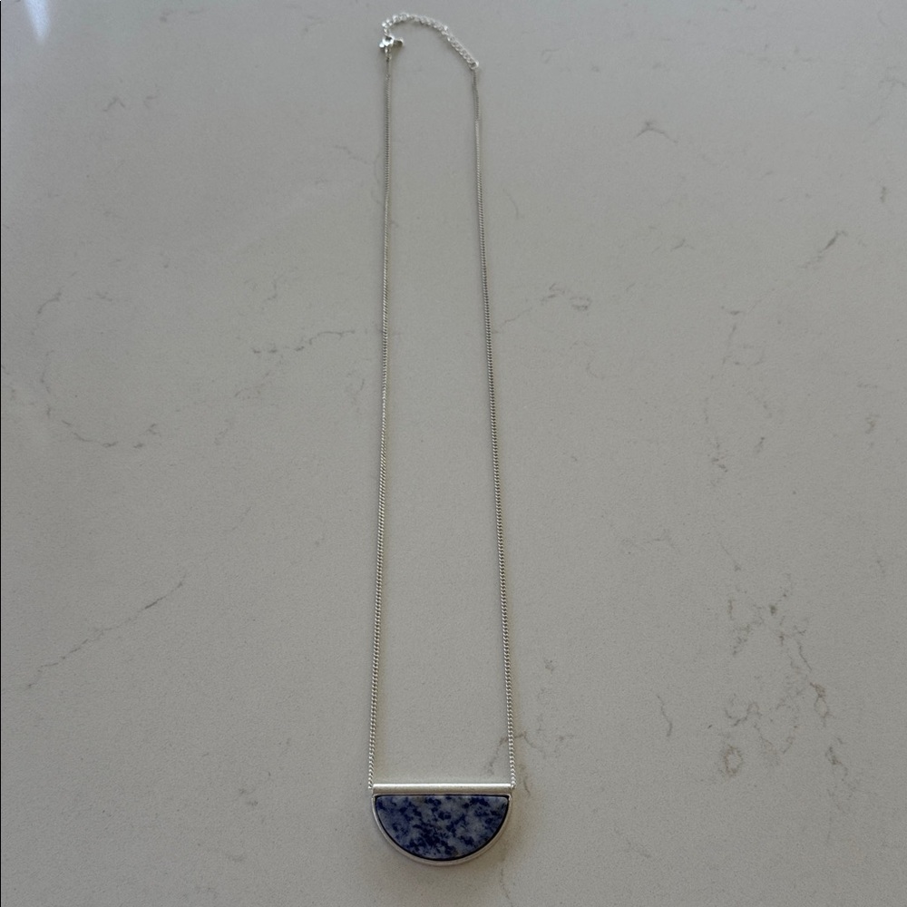 Loft Silver and Blue Pendant Necklace NWOT